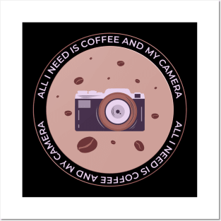 All I need is Coffee and My Camera Blush Circle Posters and Art